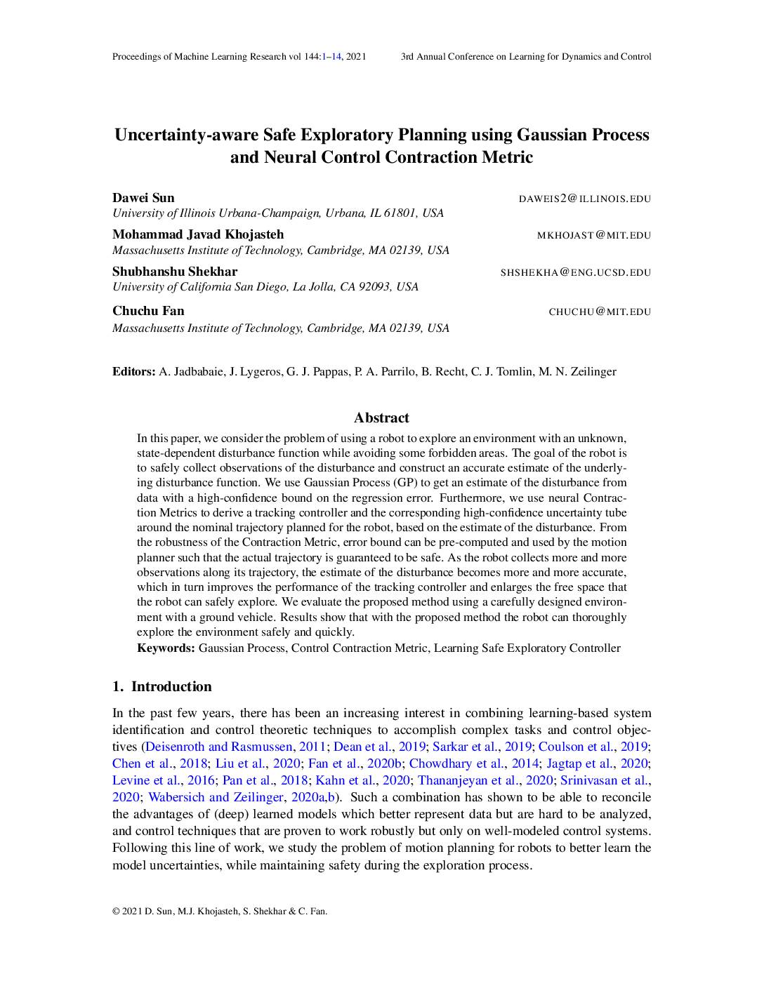 Uncertainty-aware Safe Exploratory Planning using Gaussian Process and Neural Control Contraction Metric