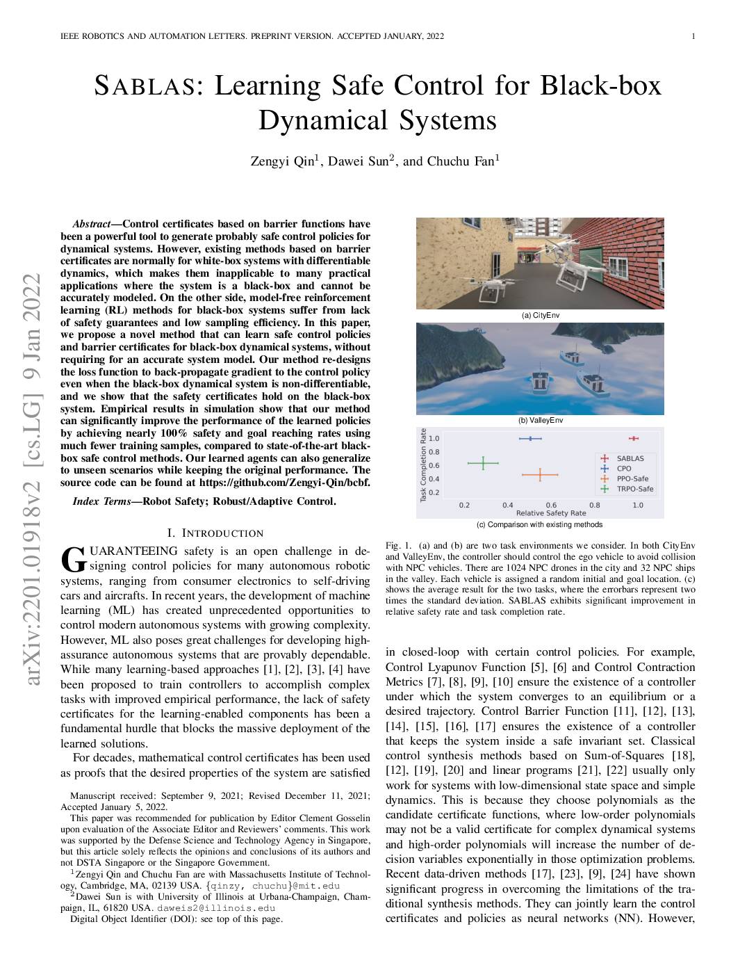 SABLAS: Learning Safe Control for Black-box Dynamical Systems