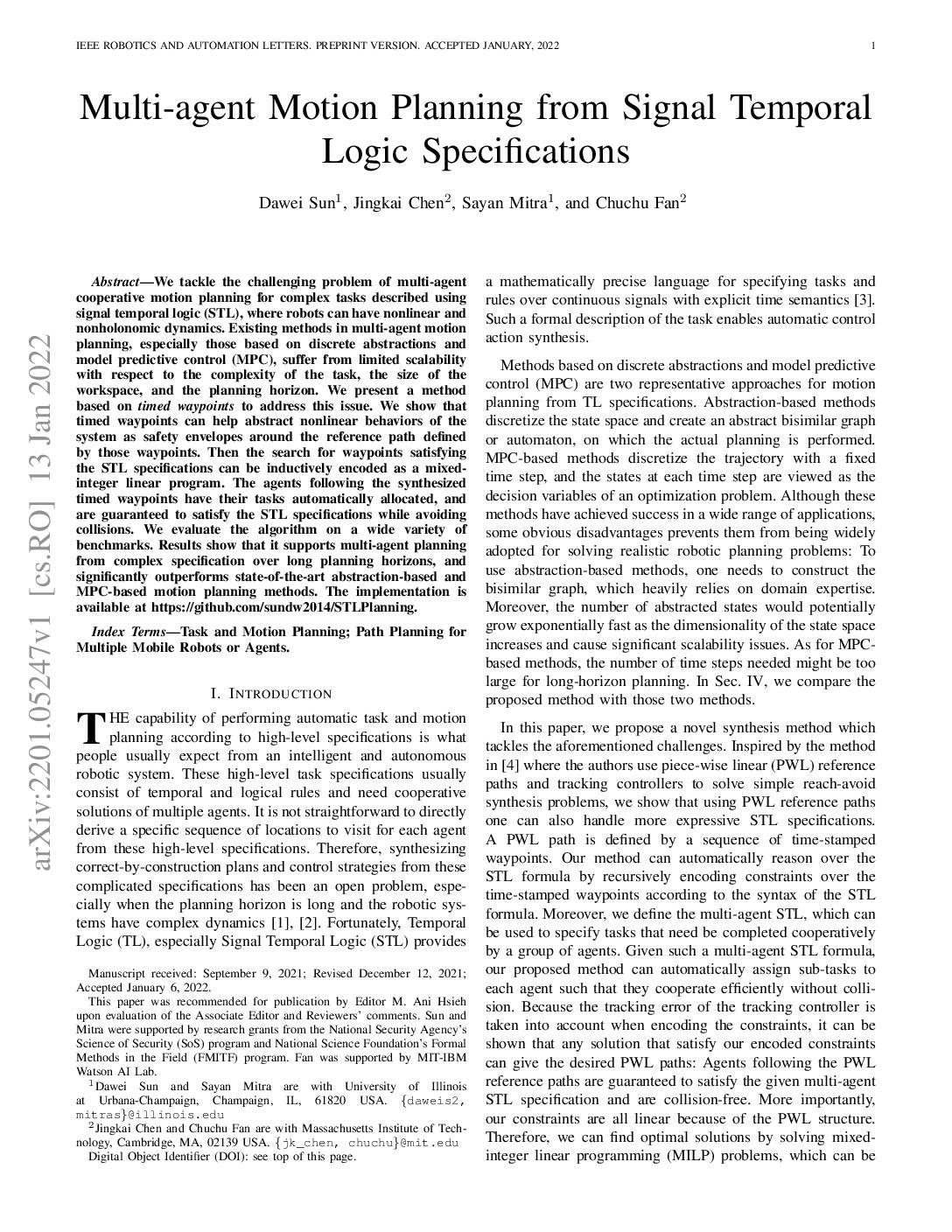 Multi-agent Motion Planning from Signal Temporal Logic Specifications