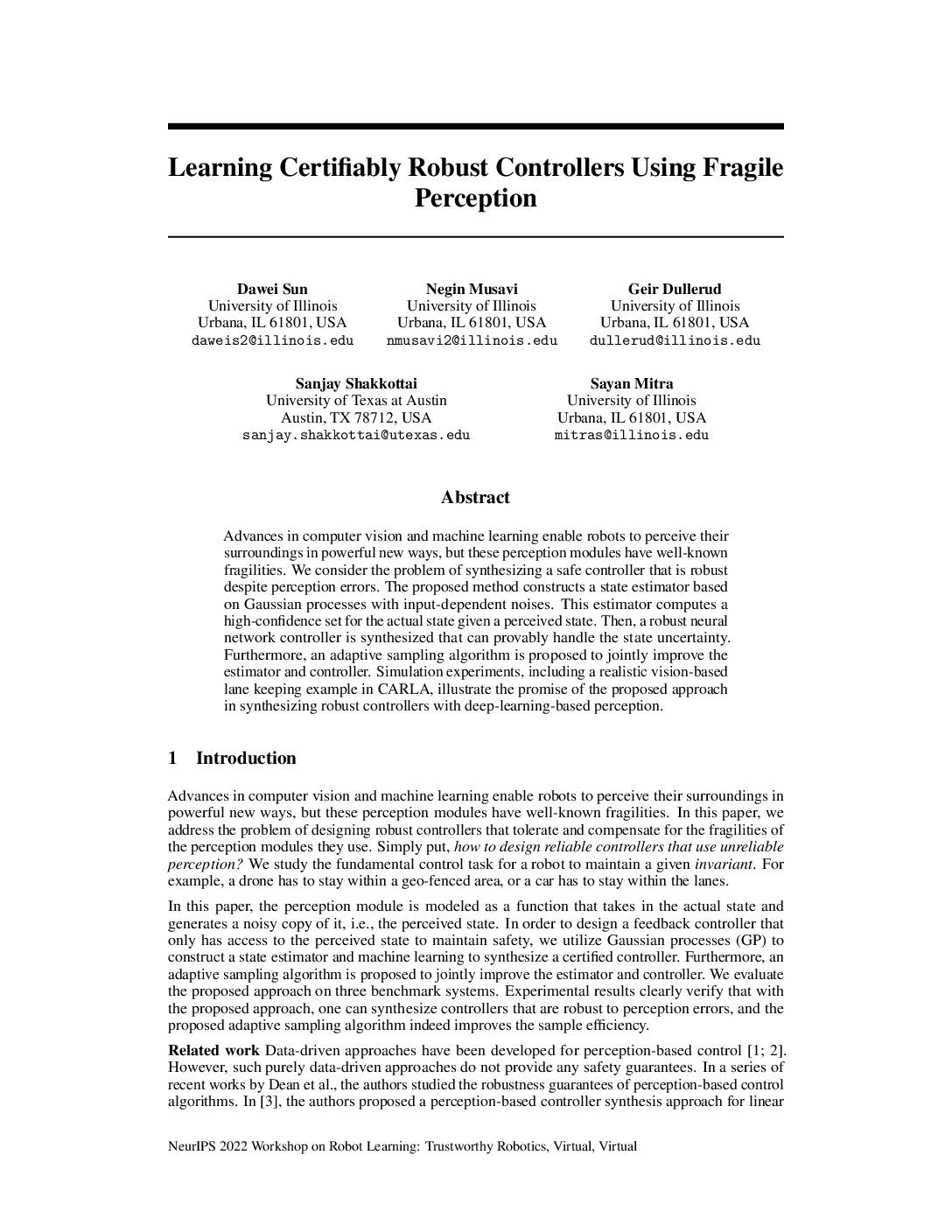 Learning Certifiably Robust Controllers Using Fragile Perception